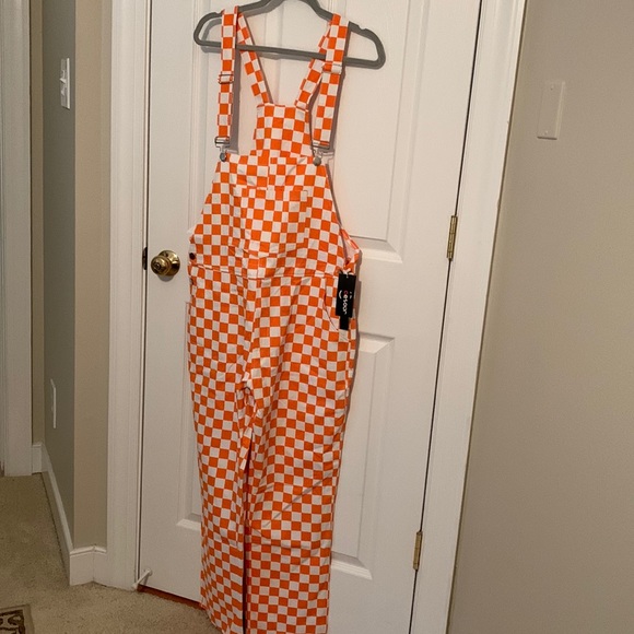 Pants - NEW Orange white checkered Overalls Tennessee Volunteers